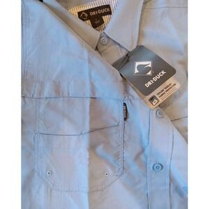 NWT DRI DUCK Guide Catch Shirt Men L Sky Blue Long Sleeve UPF 40+ Teflon Fishing